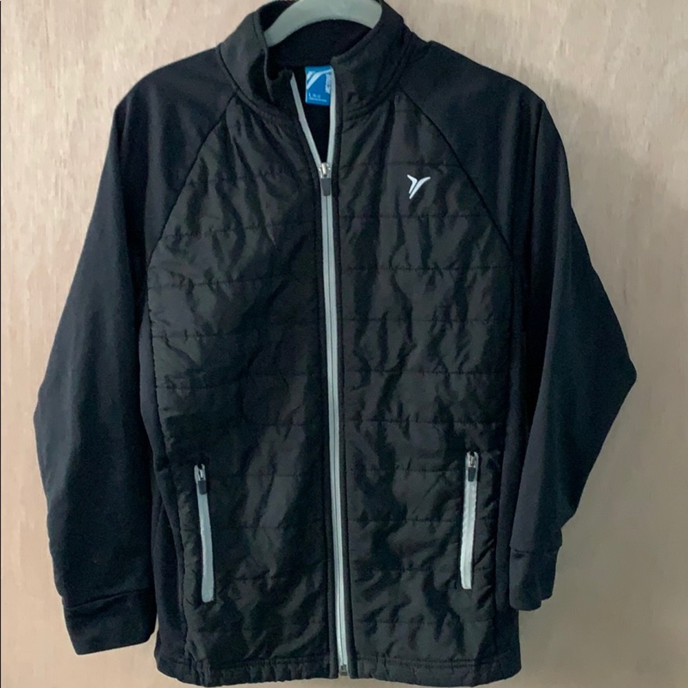 Old Navy Active Boys Black Quilted Zip-Up Jacket Size Large 10 –1 2